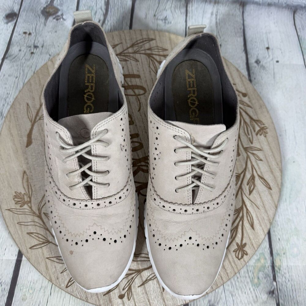 Cole Haan Zerogrand Oxford Wingtip Women Size 8 Taupe Suede Casual Dress